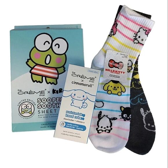 Hello Kitty Socks Sheet Masks and Hand Cream Gift Care Lot of 3 NWT - Picture 1 of 16